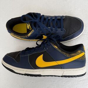 Size 12 -Nike Dunk Low Shoes Vintage Michigan Blue Black Yellow FZ4014-010 Men's